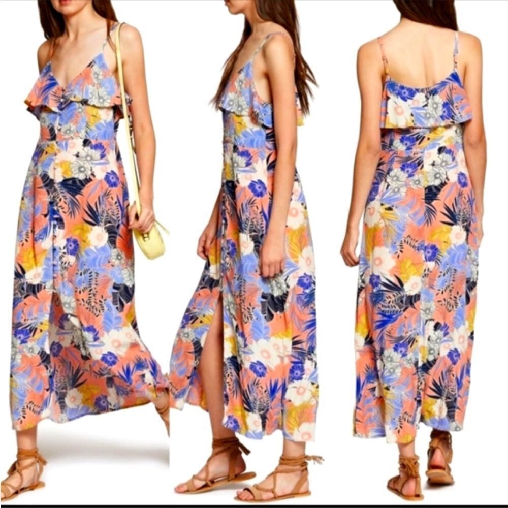 SANCTUARY | Isabella Tropicana Papaya Love Floral Maxi Dress Women’s Size XS